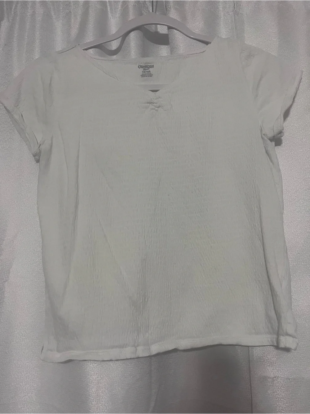 Girls OshKosh White Short Sleeve Textured Top. 14